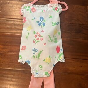 Floral Baby Romper with Lace Trim
